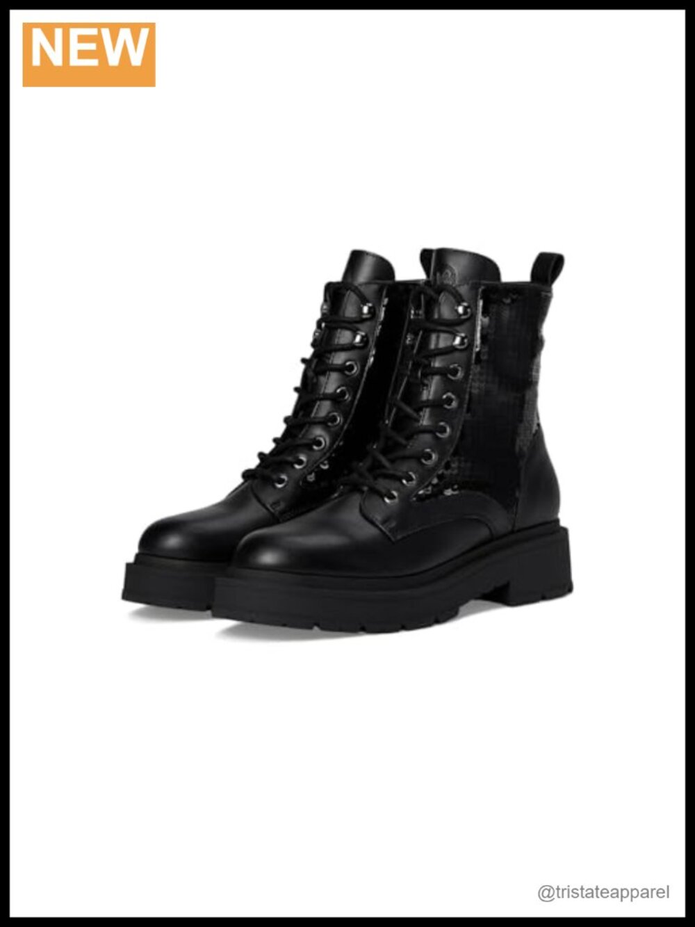 Nine West Hediy Faux Leather Lace-Up Combat Ankle Booties